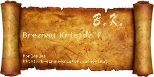 Breznay Kristóf névjegykártya